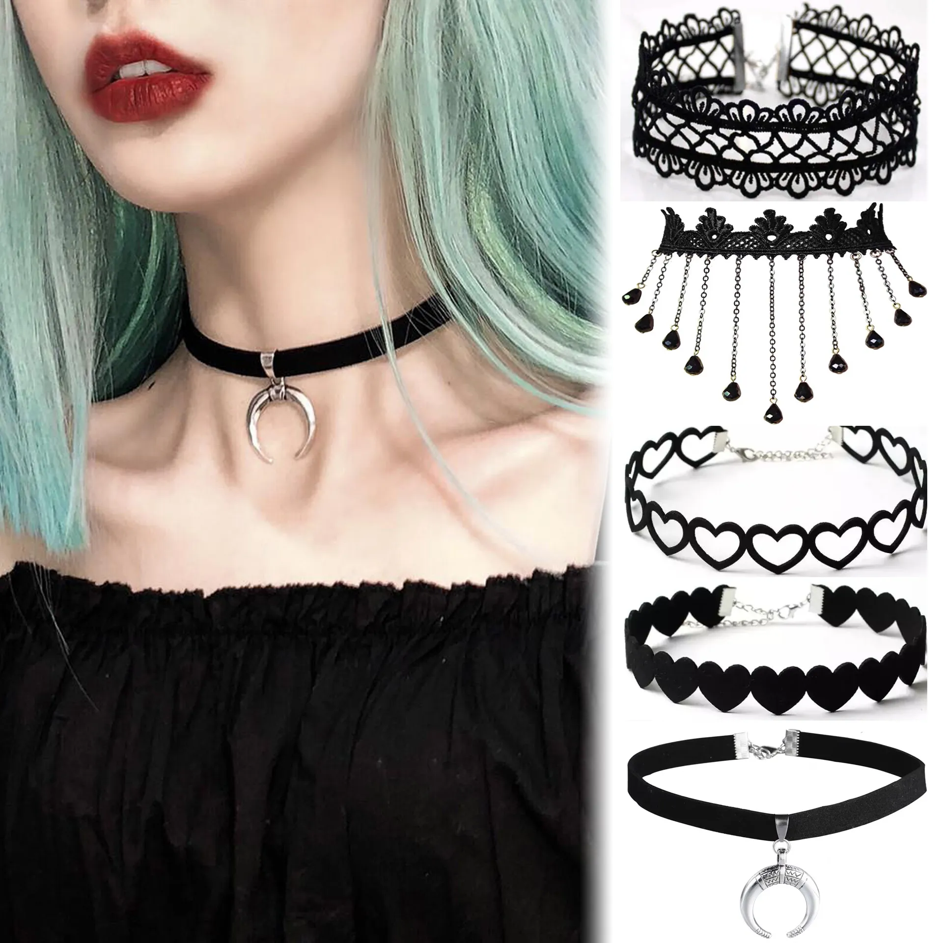 Velvet Choker Necklace For Women Vintage Lace, Gothic Girl Neck Jewelry ...