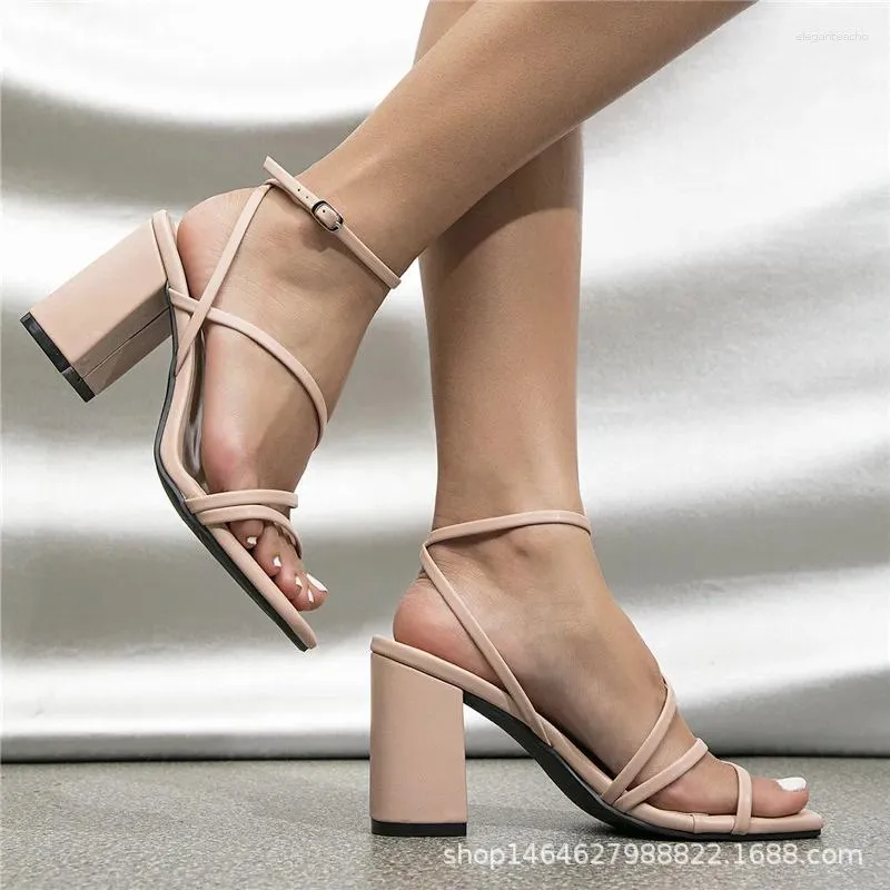 Bulk 2024 Womens Beige High Heeled Sandals With Block Nude Block 