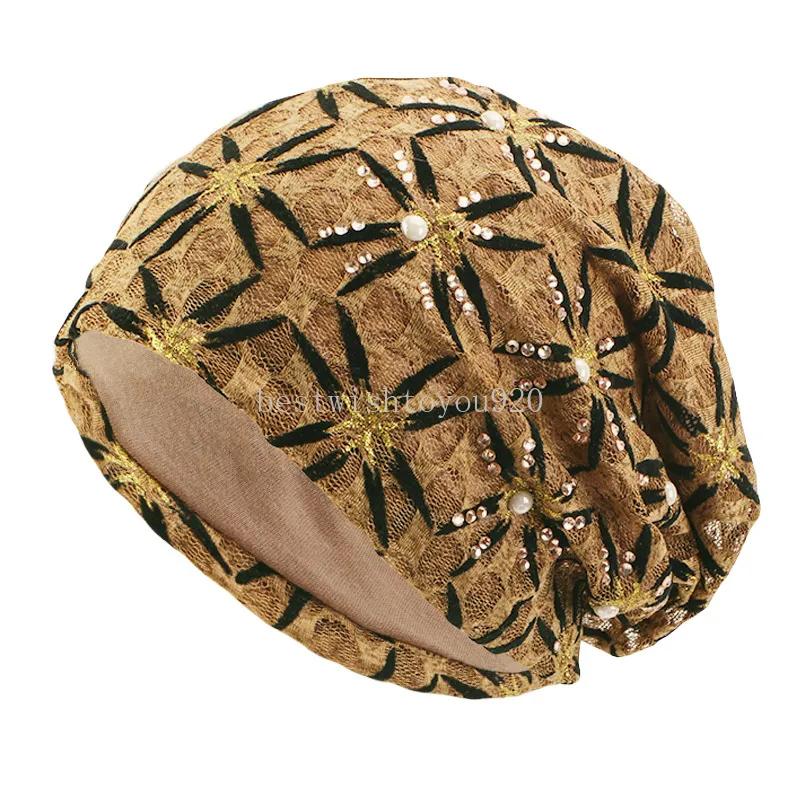 New Vintage Lace Flower Slouchy Beanie Elegant Beaded  display picture 1