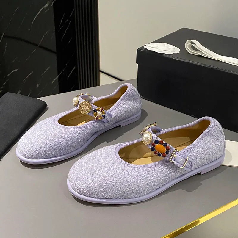 Bulk Womens Ballet Shoes Buckle Strap Mary Jane Loafers With Jewel ...
