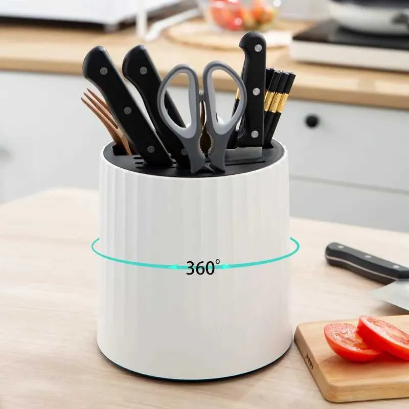 360° Rotating Utensil Holder - Kitchen Organizer Rack for Spoons, Forks ...