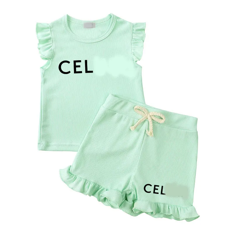 Designer Luxury Sets Baby Kids Clothing Sets Brand Tops Short Pants Two piece High Quality Costume Girls Suits 12 Children Set Size 80 120CM