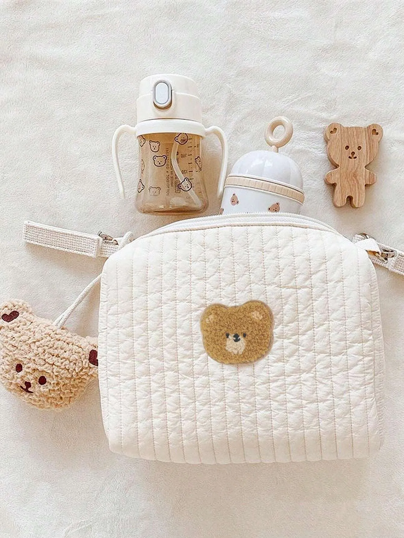 Mommy che uscirà bottiglia per baby carrello sacchetto appeso comodo spazio per il pannolino, snack, giocattoli tela durevole, tasche multiple,