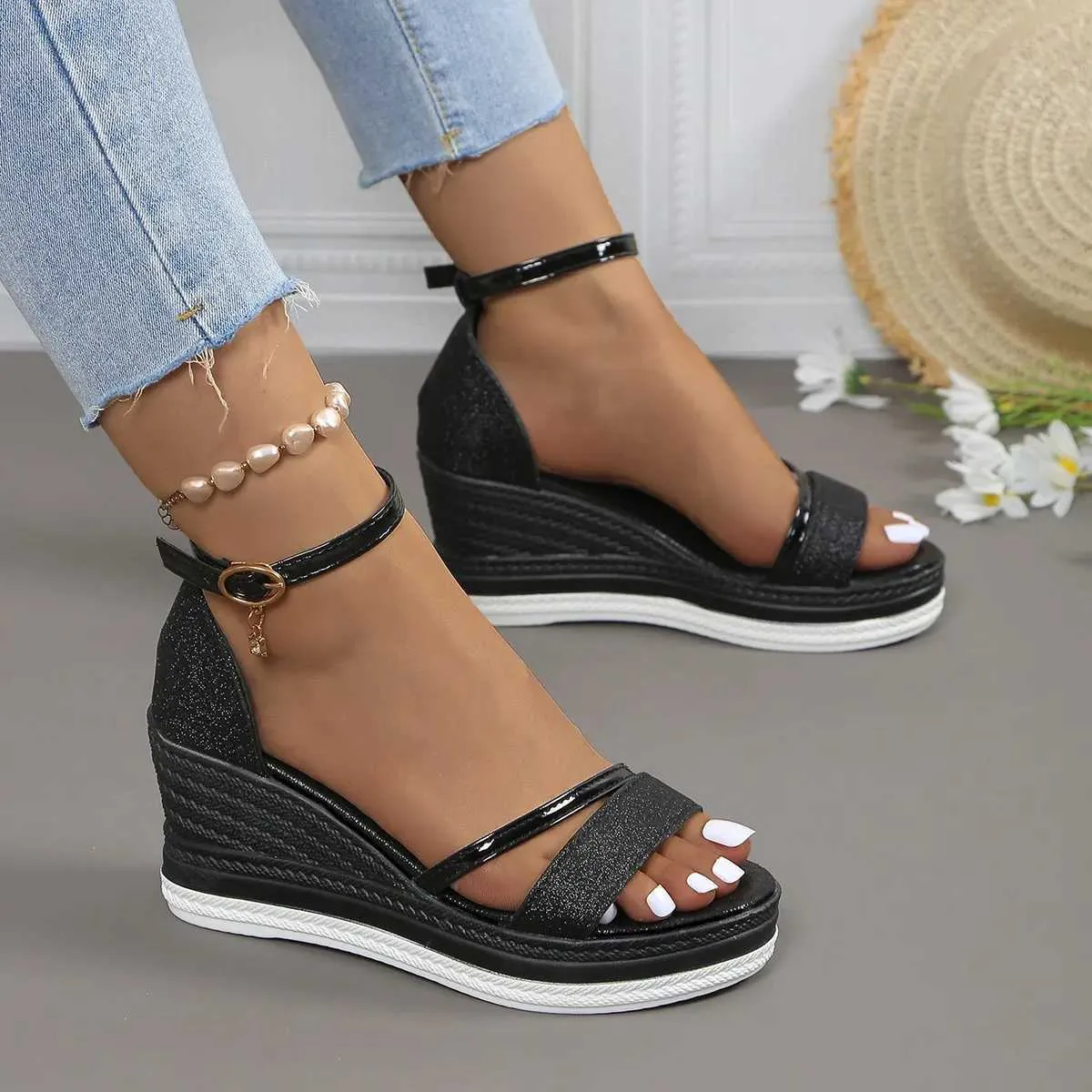 Toe Shein Black Platform Sandals Wedge Sandals Shein Sandals