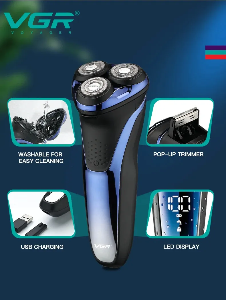 VGR Men s Waterproof Electric Shaver With Stainless Steel Blades And VGR Men s Waterproof Electric Shaver With Stainless Steel Blades And