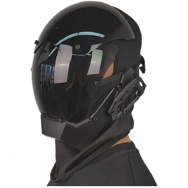 NECHARI Punk Gothic Helm Maske – Futuristisches Techwear-Design, Aus PC, Verstellbarer Klettverschluss, Für Cosplay & Partys