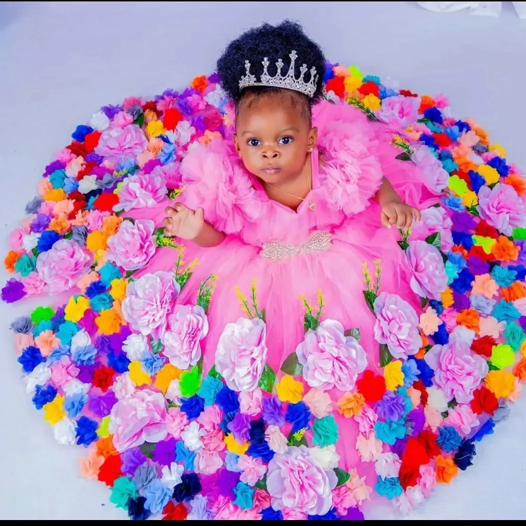 Princess Pink Ball Gown Pink birthday dress with Beaded Sash and Tulle - Perfect for First Birthday, Christmas Photoshoots and Floor-Length Flower Princess Pink Ball Gown Pink birthday dress with Beaded Sash and Tulle - Perfect for First Birthday, Christmas Photoshoots and Floor-Length Flower