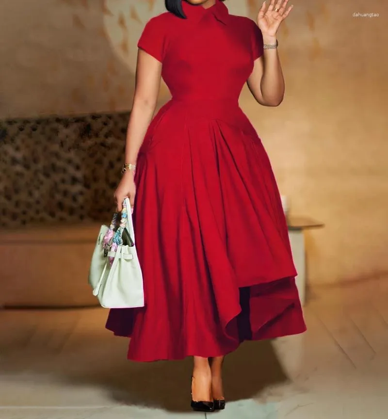 Casual Dresses Fashionable Temperament High Waisted Banquet Dress For Women  Summer Solid Color Short Sleeve Elegant Evening Medium Length From  Dahuangtao, $33.64 | DHgate.Com