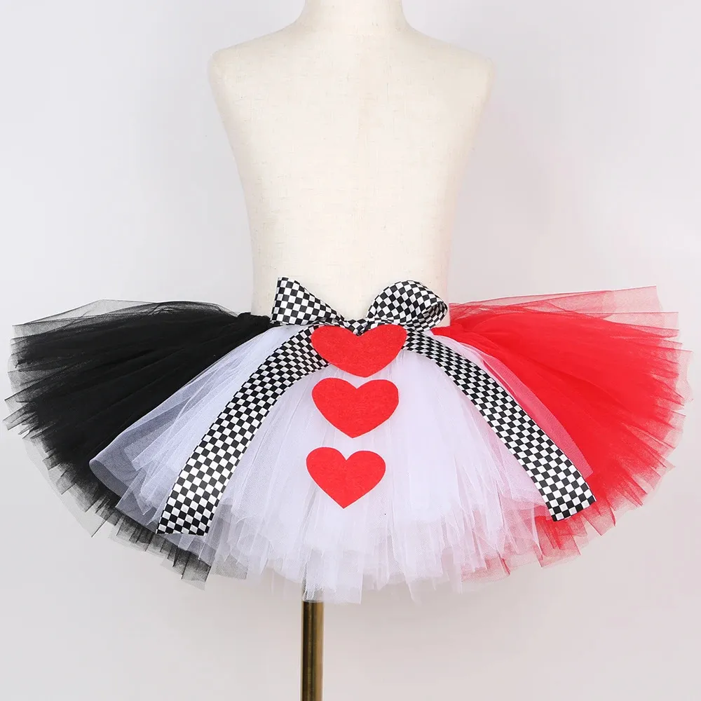 Red Queen Tutu Skirt for Girl Halloween Party Queen of Hearts Costume Fluffy Kids Girls Mini Tulle Skirts Toddler Baby Tutu Set 240618