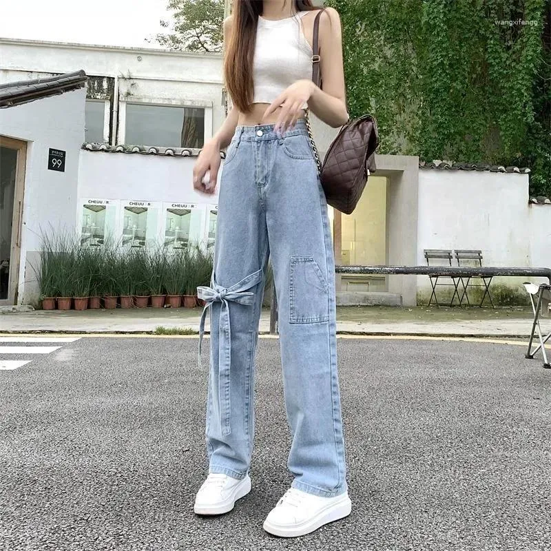 Women's Personalized Japanese Denim Wide-Leg Vaqueros High-Waist