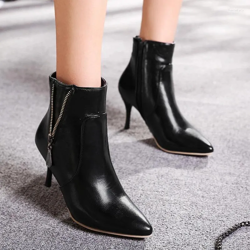 Korean Style Stiletto Short Heel Boots For Women Short Single Metal Toe French High Heels Autumn Winter 204 From Harrietacy 20.05 DHgate.Com