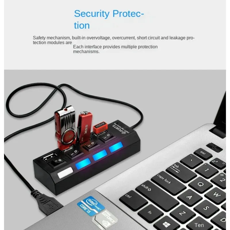 USB 2.0 Multi Ports High Speed 3 6 Port Hub USB Splitter Multiple ...