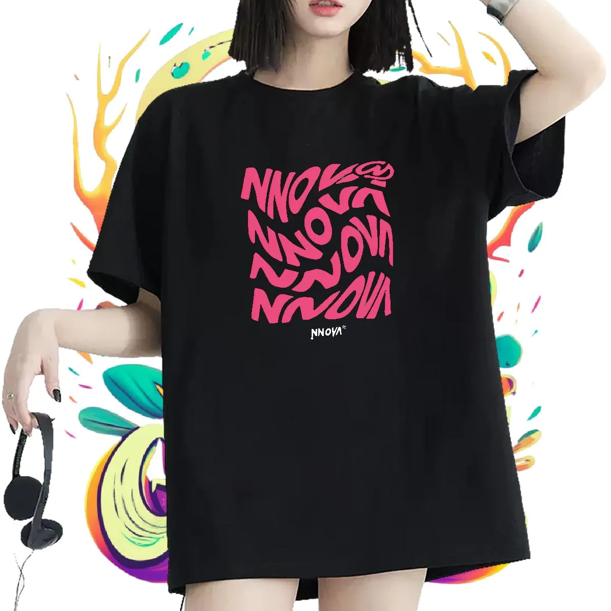 Camisas De Gran Tamaño De La Tripulación De Algodón Para Mujeres