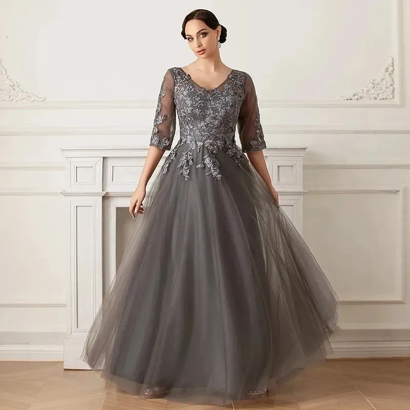 Grey long gown discount