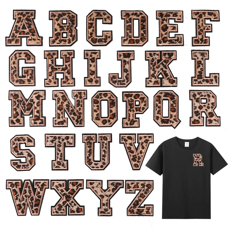 Leopard Print Letters Plush Iron On Alphabet Rough Patch For Clothing ...