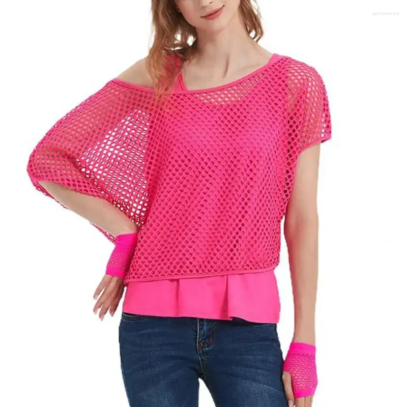 Neon Mesh Fishnet Tank Top Womens Set Bright O Neck Top And Short Sleeve Top With Retro 80s Style From Jaymesrianna 9.31 DHgate.Com