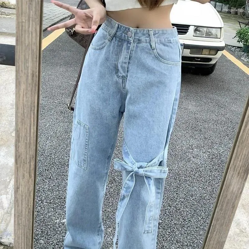 Women's Personalized Japanese Denim Wide-Leg Vaqueros High-Waist