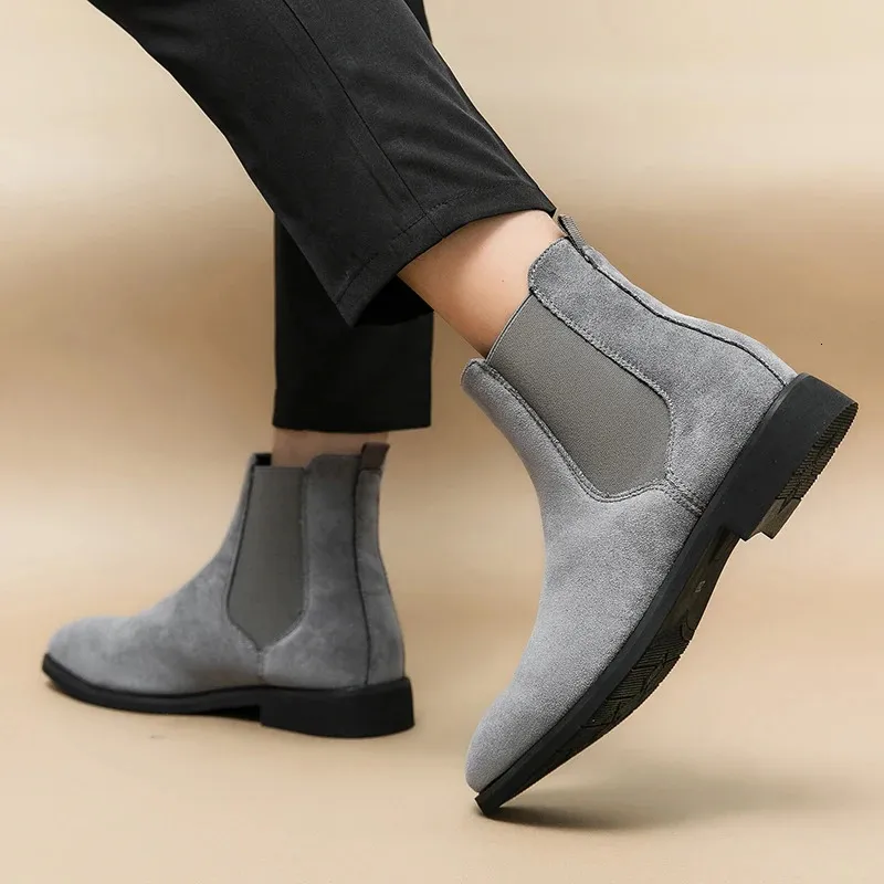 Leather Grey Suede Chelsea Boot Womens Plus Size Mens Gray Suede