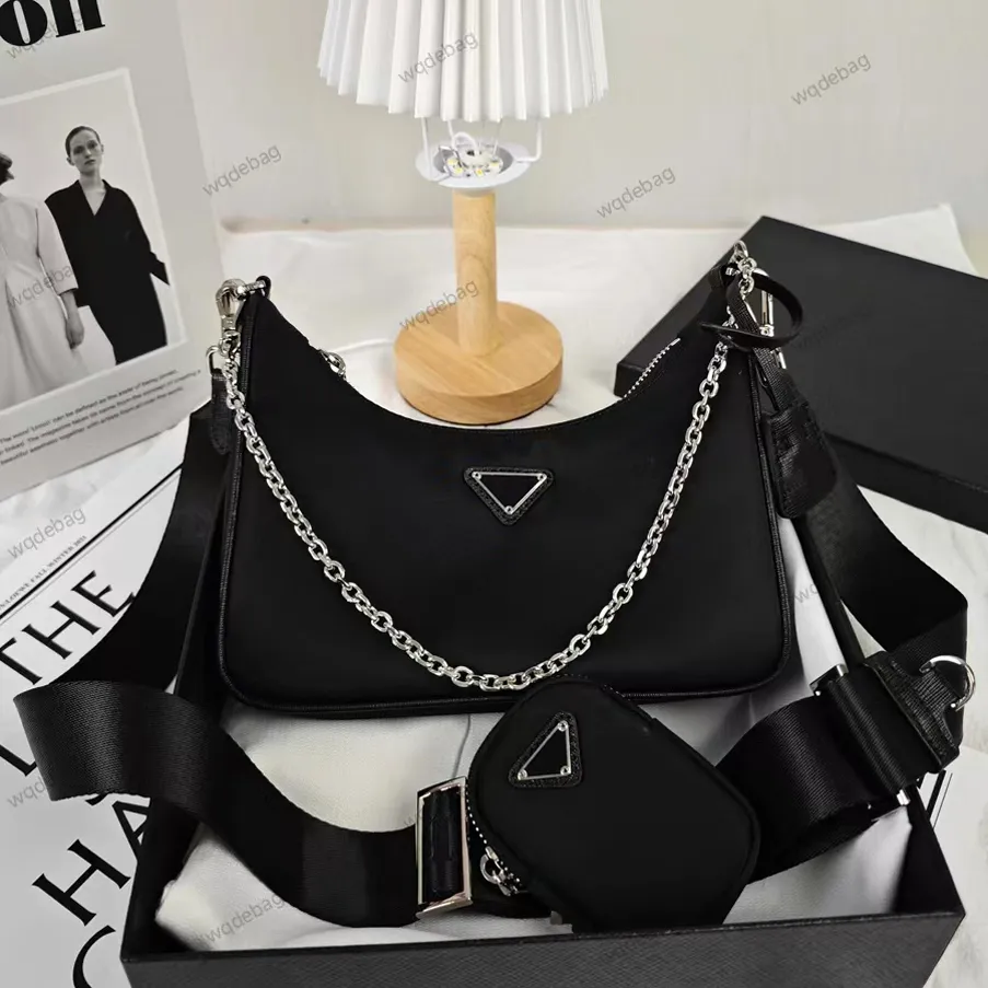 Designer Bag 2005 Crossbody 3 Pieces Bags Purses Sale Luxurys Shoulder Bag Handbag Women's Lady High Quality Chain Canvas Fashion Black Armpit Wallet Bag 5A