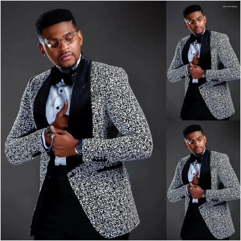 Mens Suits Luxury Jacquard Blazer Black Pants One Button Velvet Shawl Lapel Wedding Prom Tuxedo Custom Made Man Suit From 109 87 DHgate