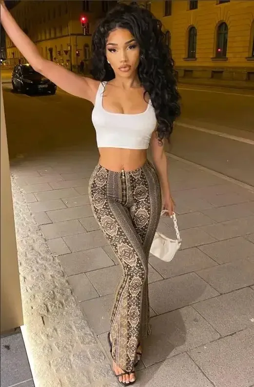 Tribal Print Boho Flare Pants Hippie High Waist Bell Bottom Yoga Palazzo