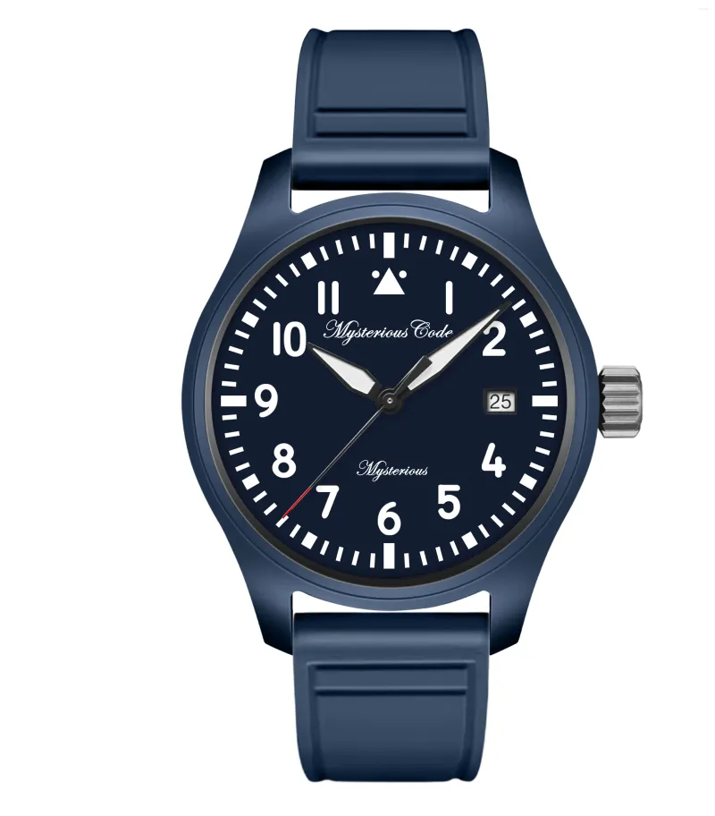 Mysterious Code 41mm Ceramic Chronograph Pilot Watch: Waterproof 