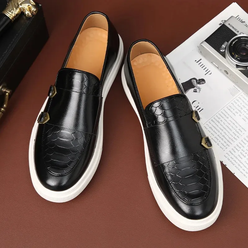 British Classic Mens Genuine Leather Monk Strap Loafers  display picture 2