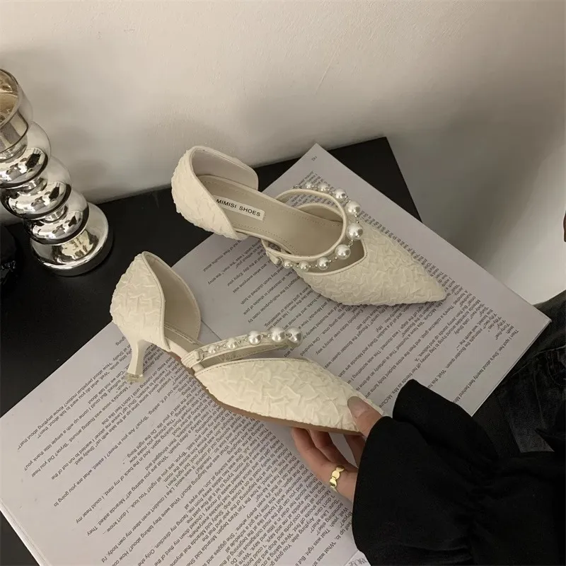 Women's Classic Design Gentle Fashionable Pearl Comfortable Minimalist Vintage Style Shoes Triple White Free shipping_voghion.com