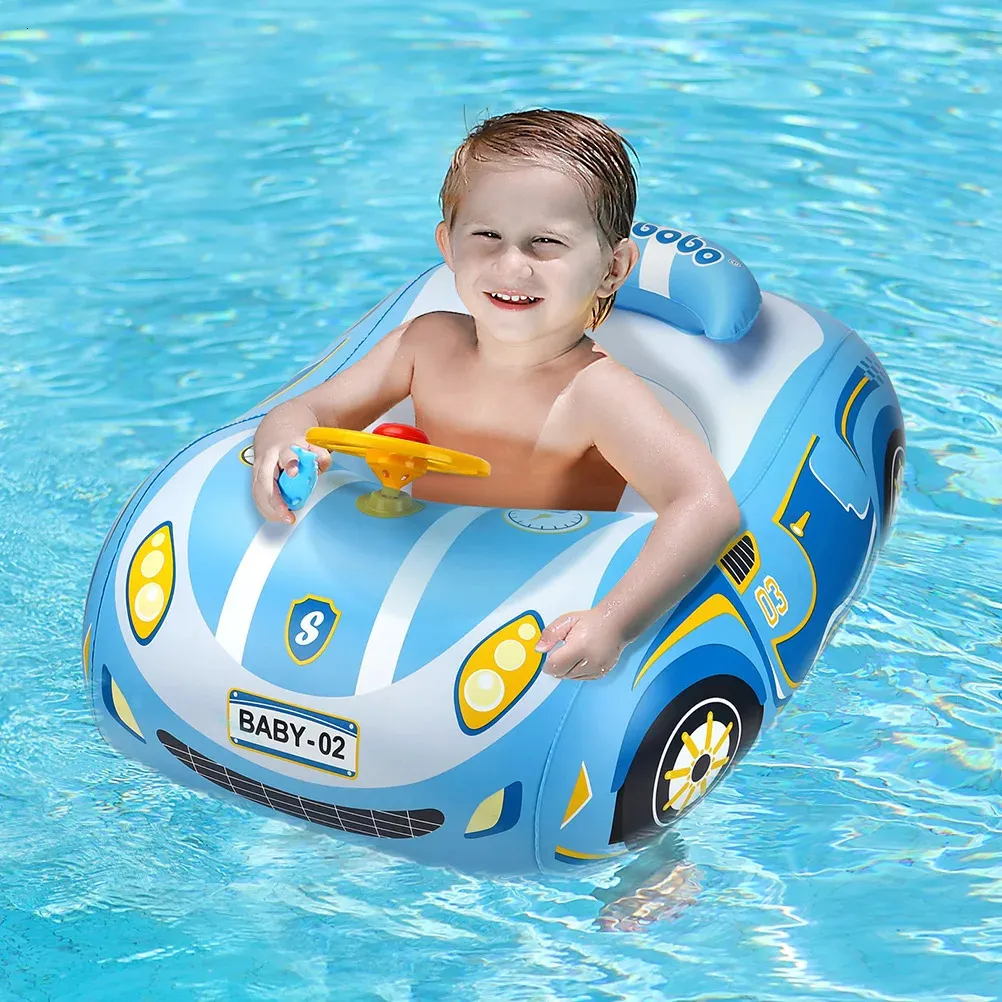 Barco Inflable Con Pistola De Agua Y Asiento Para Bebés – Flotador De Natación De Dinosaurio Para Niños De 3 A 8 Años, Seguro Y Súper Divertido