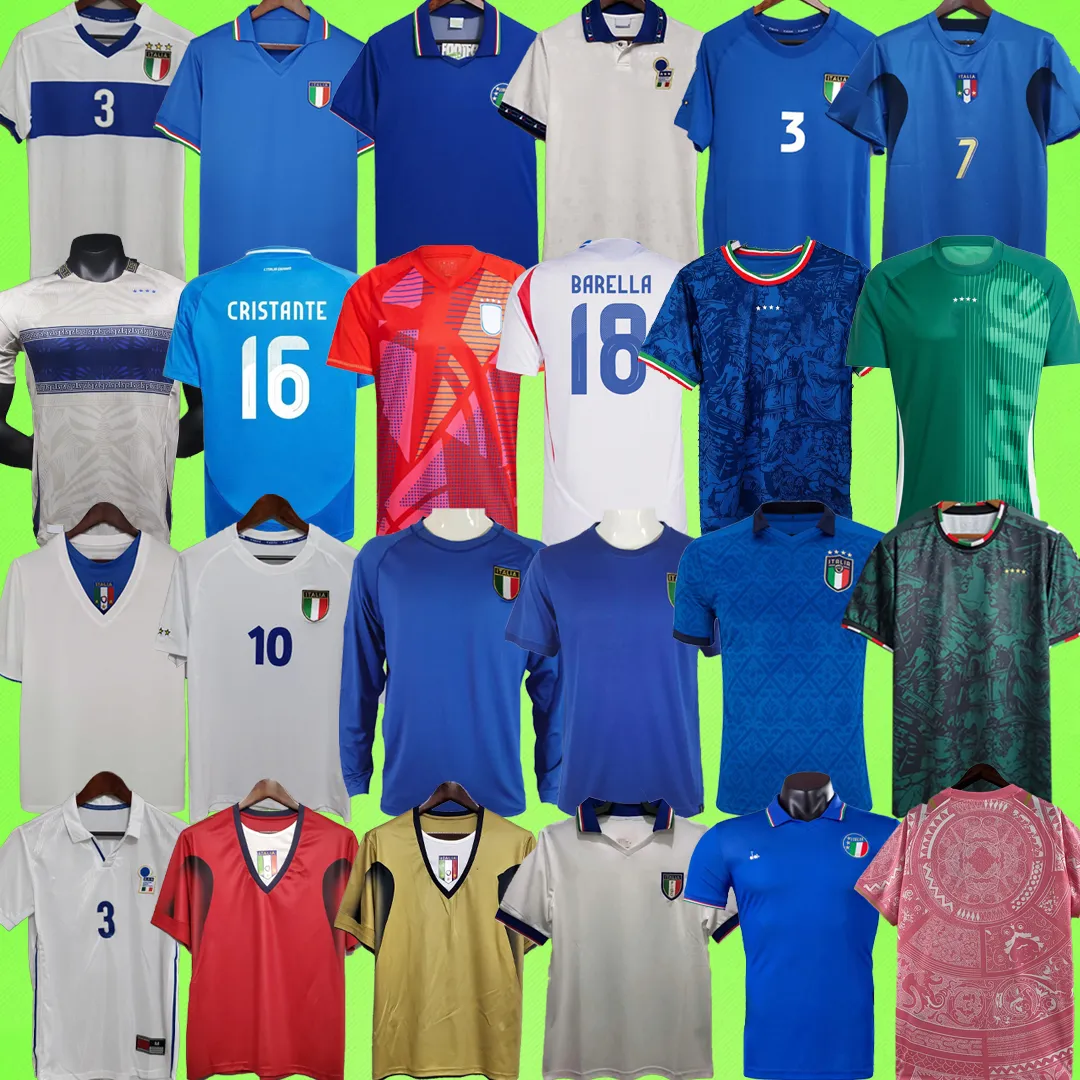 Italy Soccer Jerseys for Men TOTTI R.BAGGIO 1982 2024 24 25 Football Shirt Italia Uniform Goalkeeper CHIESA MALDINI DEL PIERO