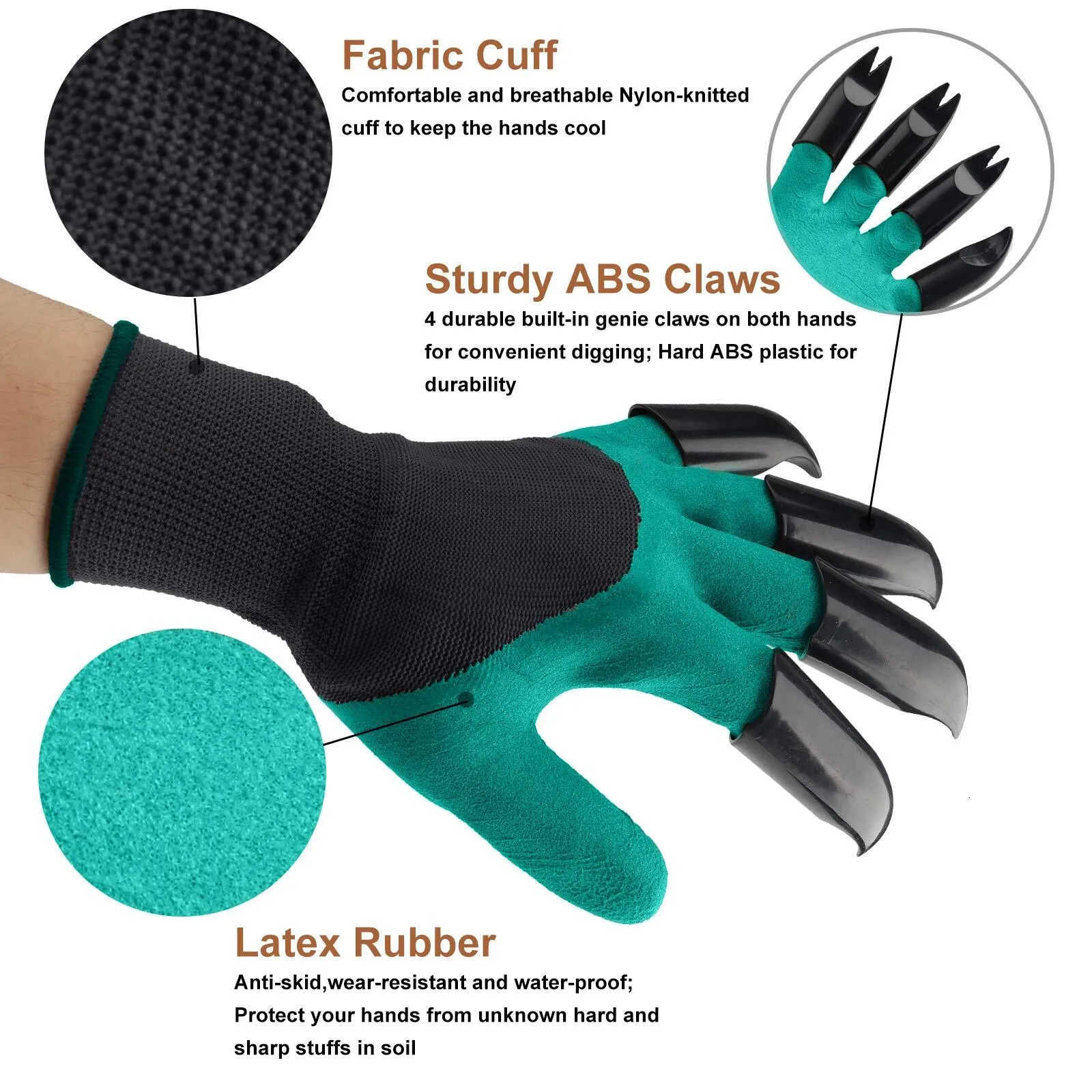 1 Pair Garden Gloves with Fingertips Claws for Dig... – Grandado