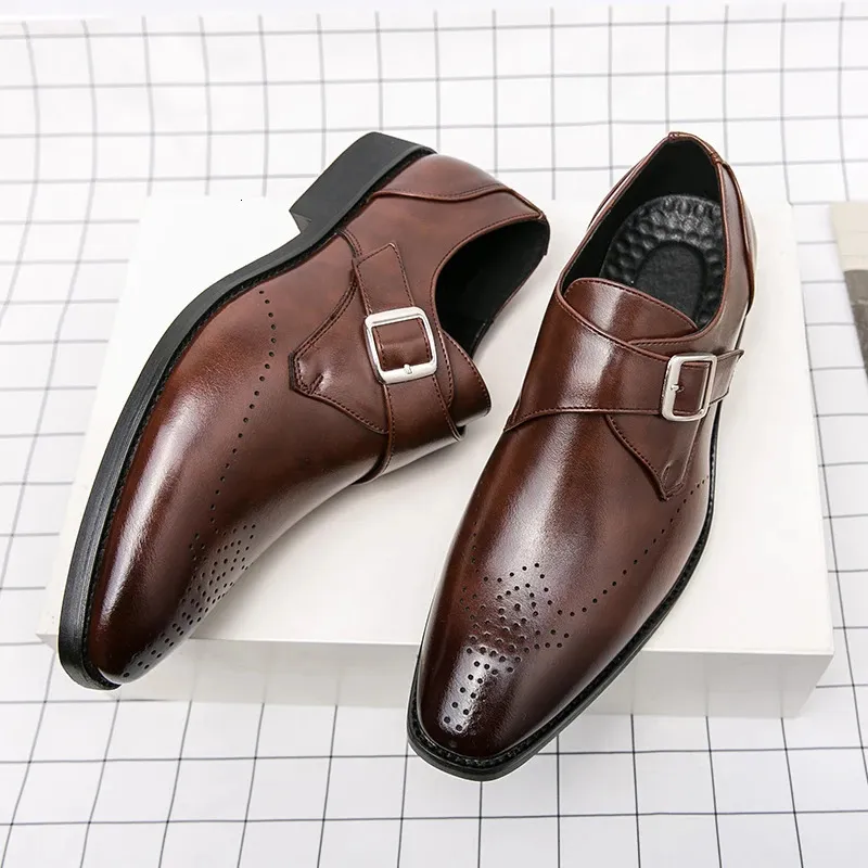 WAERTA Mens Plus Size Genuine Leather Formal Oxfords Dress