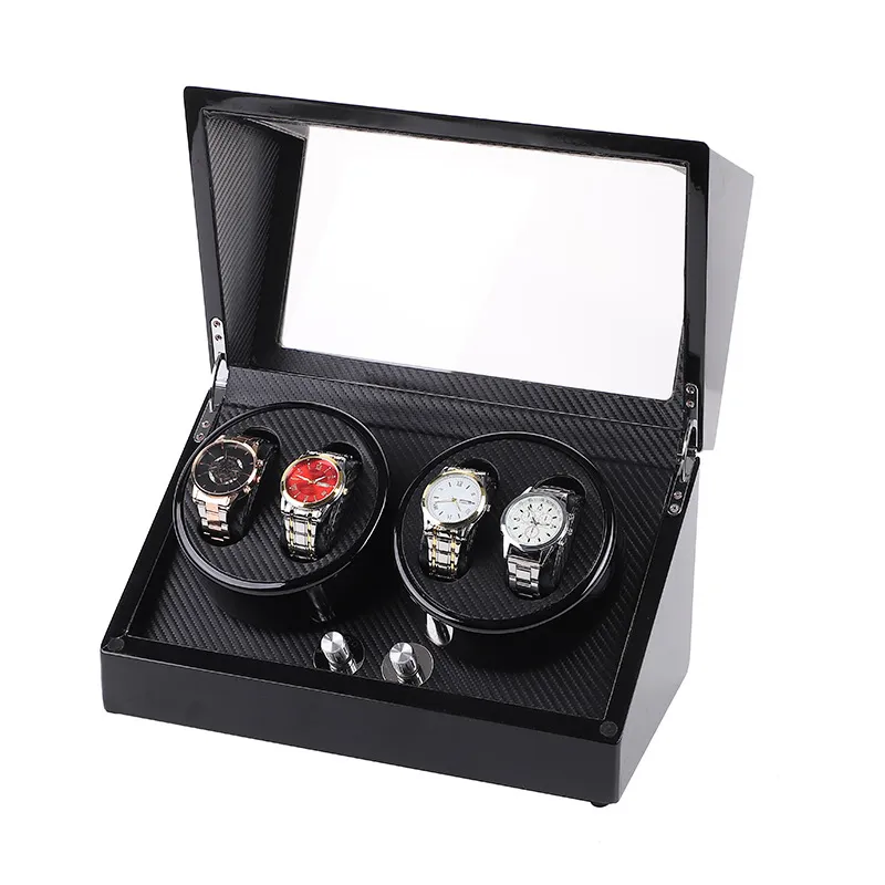 4 Watch Winder with 6 Storage Slots, Super Quiet Motor, LED Backlight, Piano Watch Winder for Automatic Watches with 4 Rotator Positions  main image 4