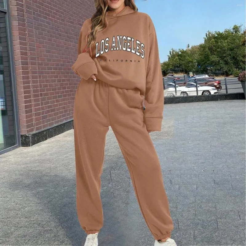 2Pcs Women Casual Tracksuit Hoodie Sweatshirt Tops Pants Set Sports Sweat Suit