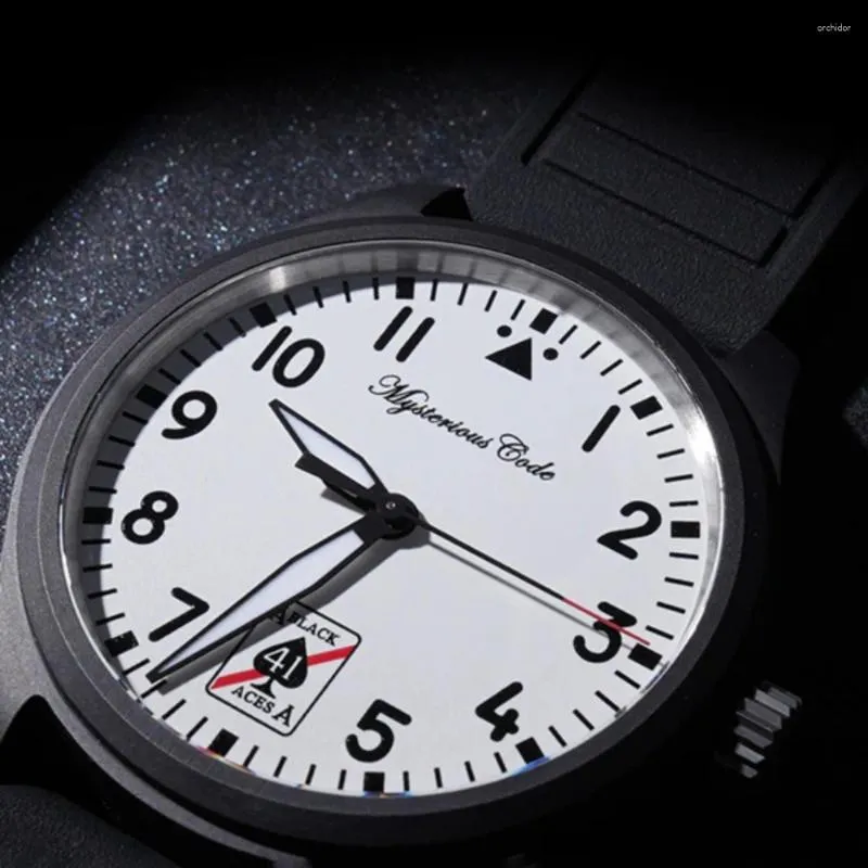 Mysterious Code 41mm Ceramic Chronograph Pilot Watch: Waterproof 