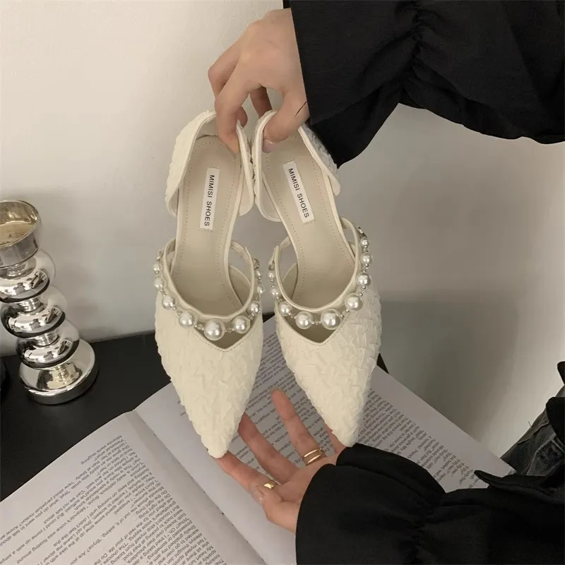 Women's Classic Design Gentle Fashionable Pearl Comfortable Minimalist Vintage Style Shoes Triple White Free shipping_voghion.com