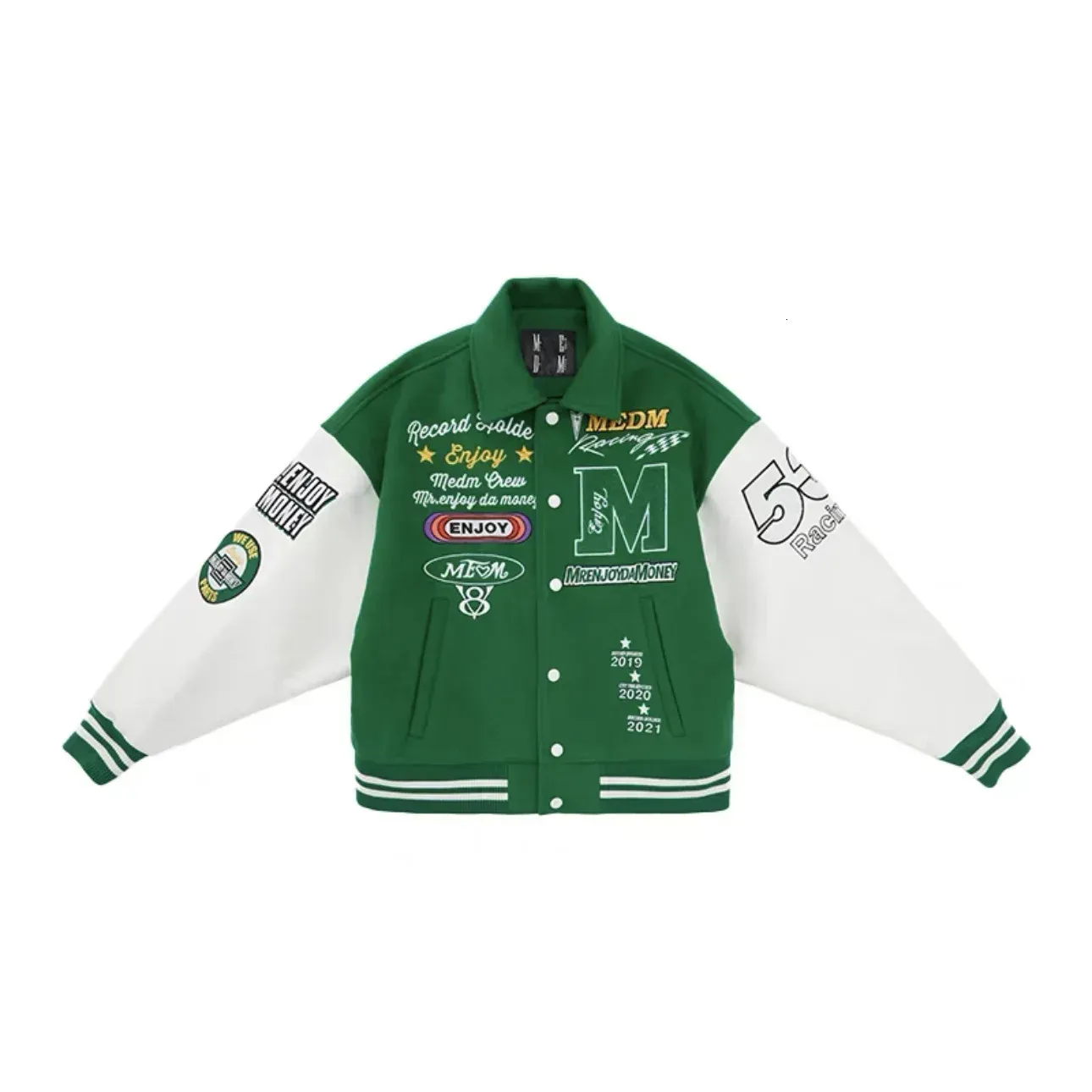 Harajuku Vintage Blackaid Motorcycle Varsity puffer jacket