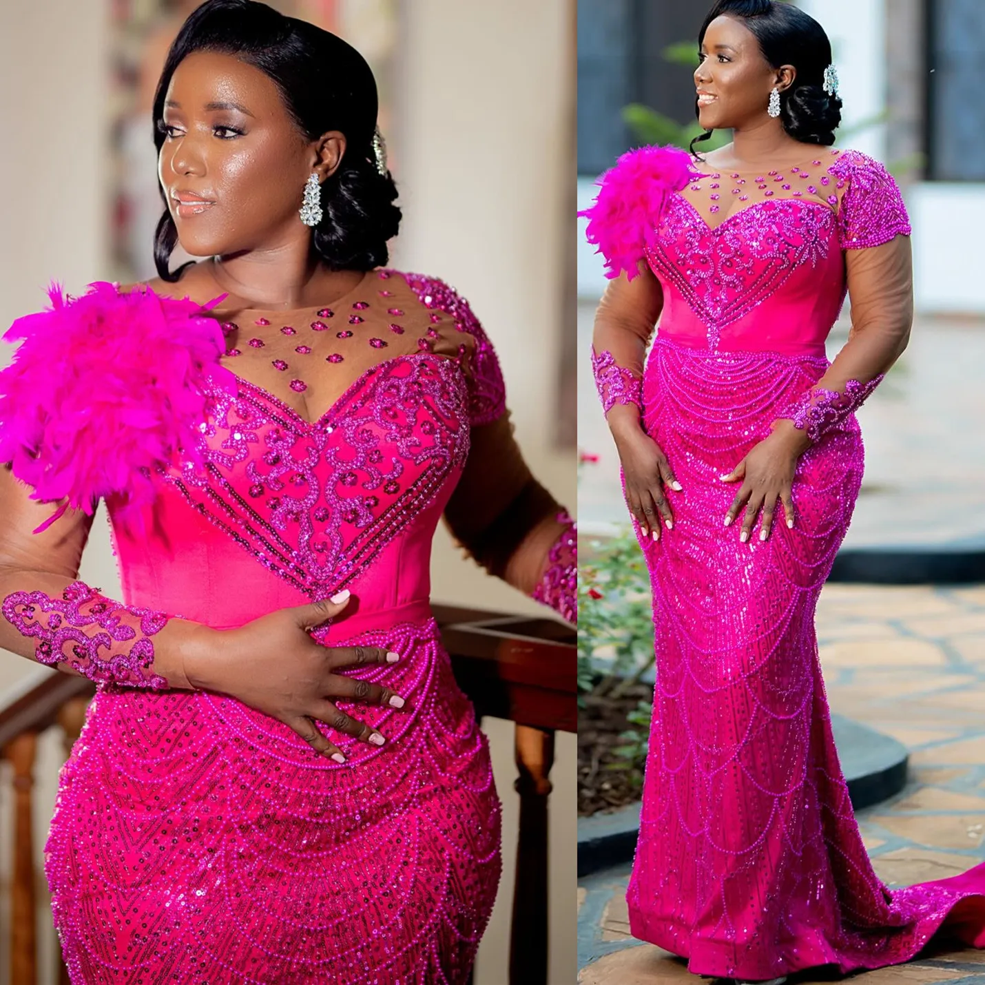 Fuchsia plus size formal dresses hot sale
