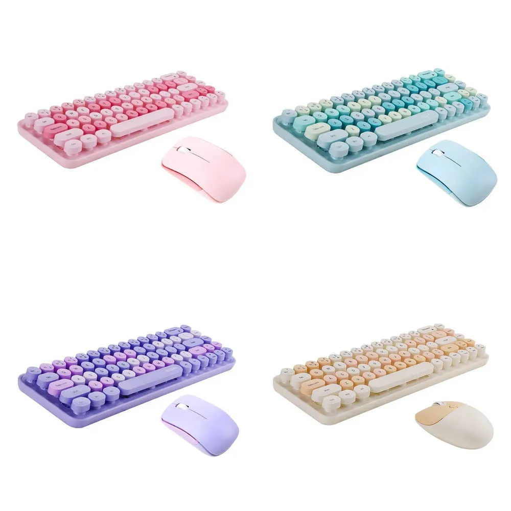 Portable Keyboard And Mouse Combo: Colorful Wireless Ergonomic ...