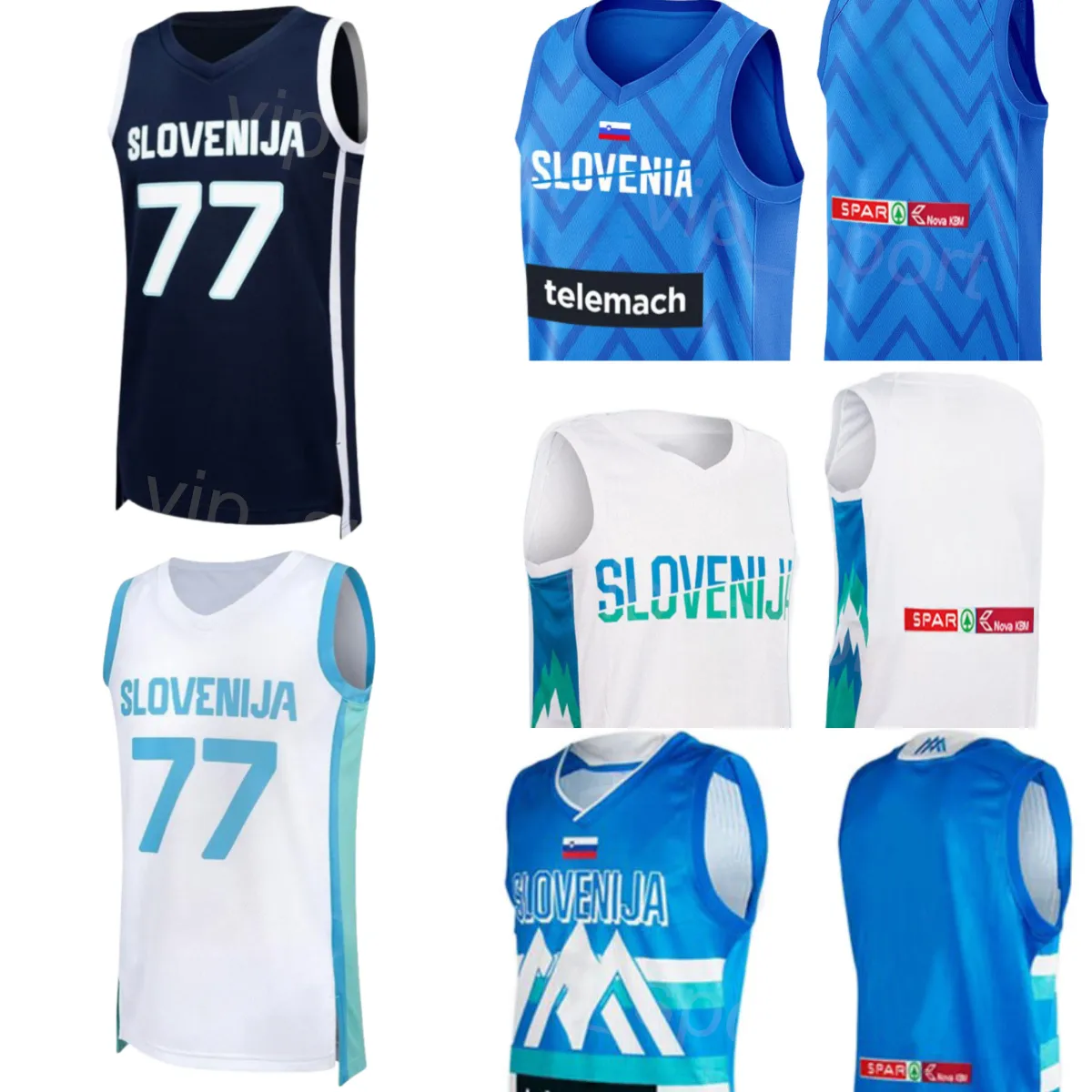 Slovenia National Basketball Team Jersey Polyester Breathable Quick Dry Anti Static With EuroBasket Patch 2024 Home White Red Green Black