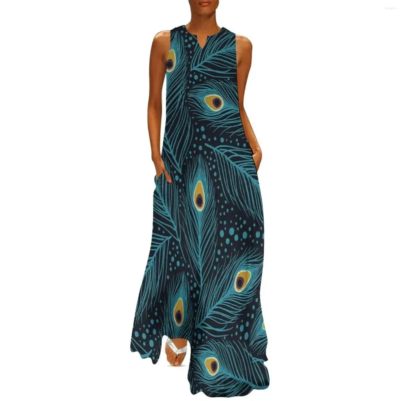 Casual Peacock Feathers Bohemian Summer Dress Hooded Pullover Ankle-Length  Polyester 4XL 5XL from Dhgate Basic & Casual Dresses - price 29.61