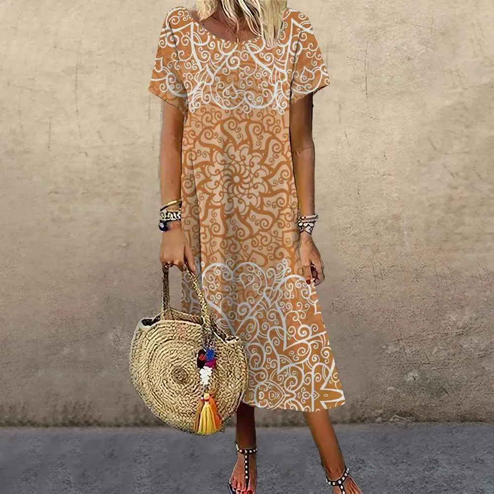 Womens Summer Casual Tunic Dress, Short Sleeve O-Neck Loose Beach Sundress  from Dhgate Basic & Casual Dresses - price 49.51