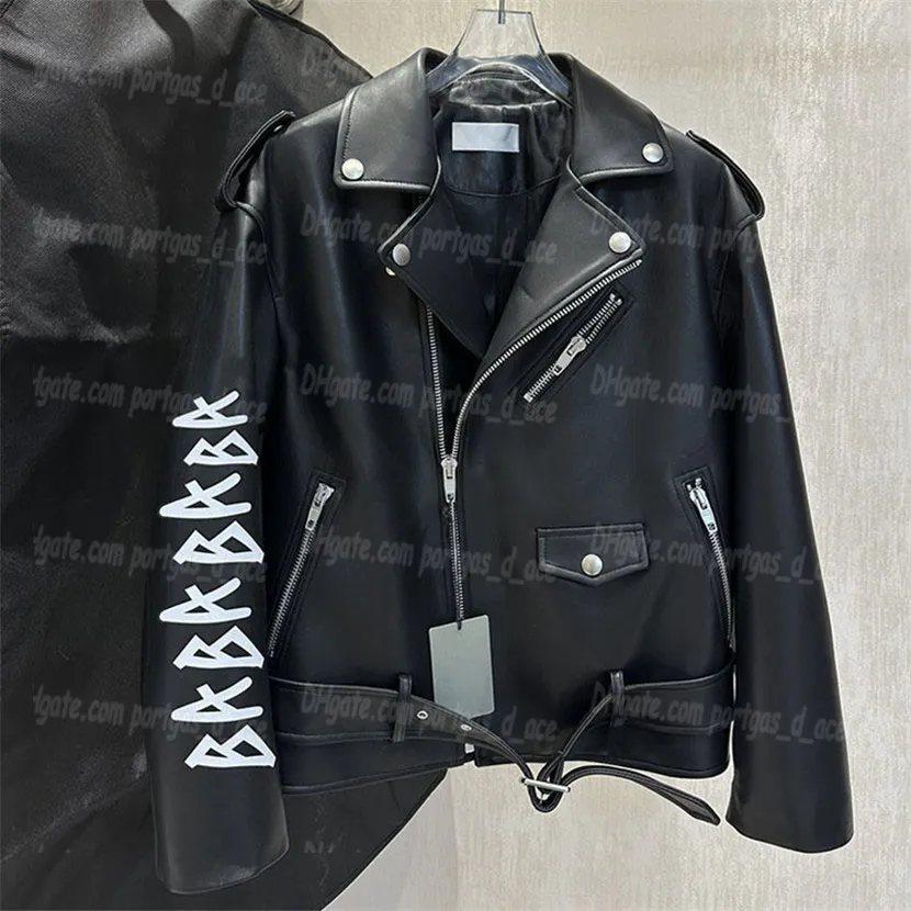 Sheepskin Collar Leather Jacket Womens Luxury Designer