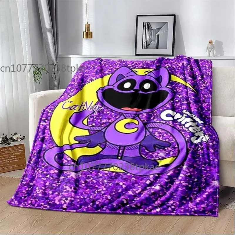 Smiling Critters CATNAP DOGDAY Cartoon Acrylic Throw Blanket