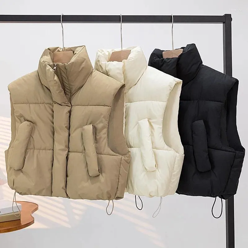 Women s Vests Oversize Down Cotton Waistcoat Autumn Winter Women Warm Thick Cotton Padded Vest Jacket Parkas Ladies Sleeveless Short Tank