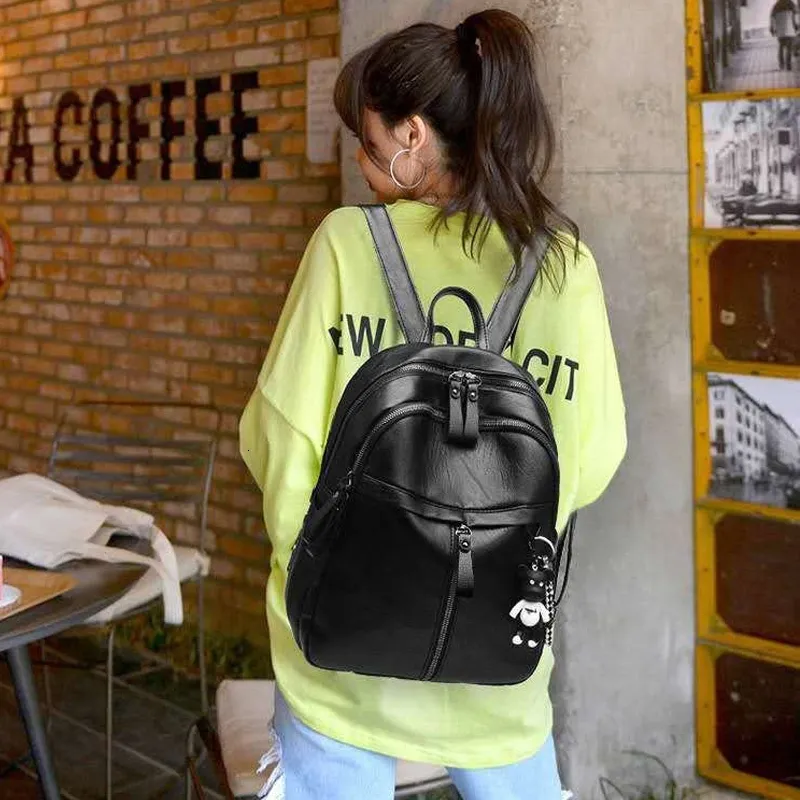 Sac À Dos Cuir PU Étanche Pour Femmes - Anti-vol Léger Polyvalent Gris 36-55L