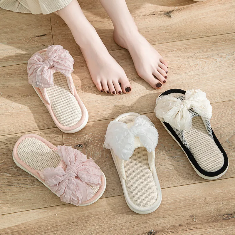 Comfortable Slippers Women's Summer House Shoes Women's Linen - Main Image