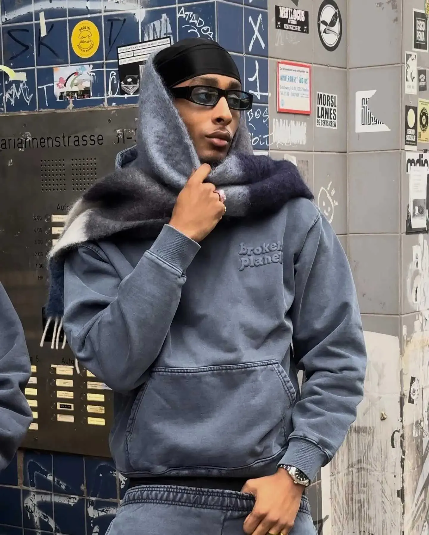 Broken Planet Mens Zippered Hoodie With Animal Print From