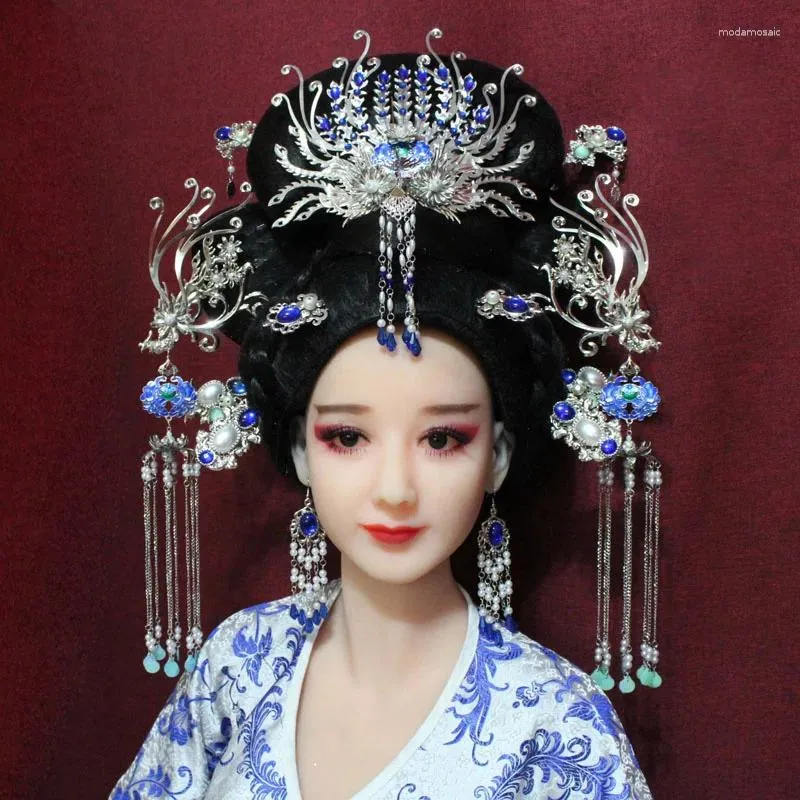 Silver Tiara Phoenix Empress Hair Accessory for Chinese Bride