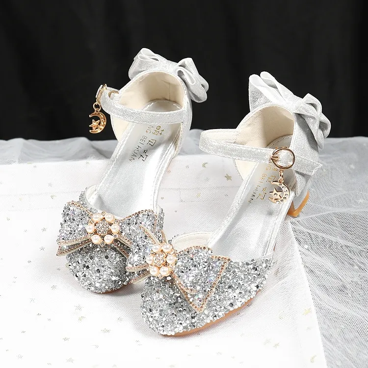 Korean Kids Sequins Spring/Fall High Heel Sandals: Stylish Comfort - Main Image